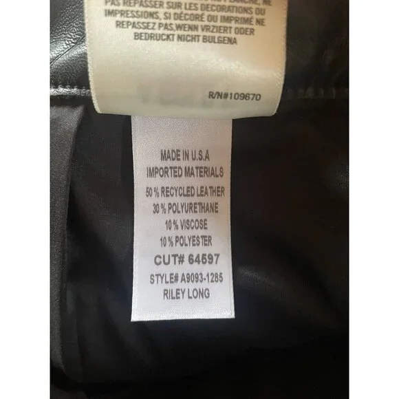 New Agolde Riley Long Pants Recycled Leather in Detox Black High Rise Sz 26 - Picture 7 of 9